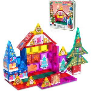 Enjoyjoy Mini Magnetic Tiles - 50PCS Travel Magnet Tiles 2025 Set Portable On-The-Go Magnetic Tiles for Kids 4-8 Creativity Magnet Building Blocks Toys Valentines Day Gifts for Kids 3+