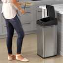 iTouchless 13 Gallon Patented Sensor Trash Can with AC Adapter & Odor Filter, Original Inventor 50L Automatic Kitchen Garbage Bin, Fingerprint-Proof Stainless Steel, Pet-Proof Lock, Soft-Close, Silver
