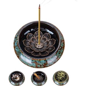 2 x Incense Holder for Sticks, Incense Burner for Cone, Coil, Sage Cones,Frankincense and Palo Santo(Fambe Green)