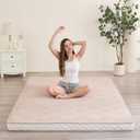 Zelladorra Japanese Floor Mattress, Quilted Futon Mattress with Anti-Slip Bottom, Foldable Floor Bed with Storage Bag and Straps, (Beige, Twin), Twin80" x 39"