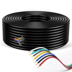 7 Way Trailer Wire Heavy Duty 14 Gauge 7 Pin Trailer Wiring Harness Kit with Color-Coded PVC Jacket Flexible 7 Conductor Insulated Cable for RV, Camper, Truck, Boat, Utility Trailers (50 Feet)