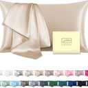Natural Mulberry Silk Pillowcase for Hair and Skin Standard Size 20"X 26" with Hidden Zipper Soft Breathable Smooth Cooling Covers for Sleeping(Champagne,Standard,1Pcs)