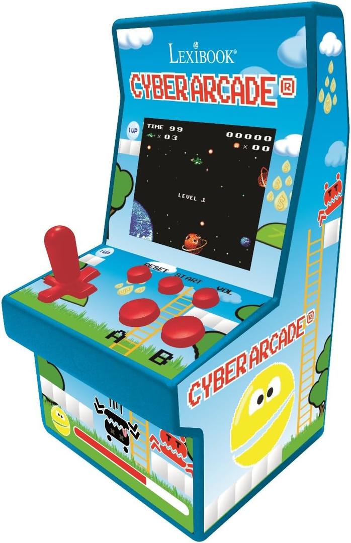 Lexibook Cyber Arcade Portable Retro Game Console, 200 Games, 2.8 LCD Colour Screen, Compact, Battery Operated, Blue/Green, JL2940