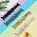 Slim Silicone Bands Compatible with Apple Watch Band 40mm 38mm 41mm 44mm 45mm 46mm 42mm Women Floral Breathable Braided Lace Thin Sport Strap Replacement Wristbands for iWatch SE Series 11 10 9 8 7 6 5 4 3 ultra 2 (Black/Walnut/Green/Starlight, 38mm/40mm/41mm)