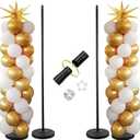 Balloon Stand - Set of 2, 56 Inch Height Adjustable Splicing Metal Pole Balloon Column Arch Stand Kits with Base for Floor,Centerpieces Balloon Tower Pillar for Birthday Party,Baby Shower,Christmas