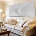 ZUNARE Large Abstract Wall Art, Textured White Canvas Painting in Neutral Cream and Sand Tones, Oversized Modern Statement Wall Decor for Living Room Bedroom Office, Ready to Hang, 2958 Inch