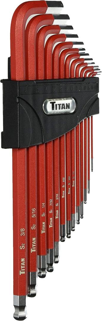 Titan 12713 Extra-Long Arm Ball Tip SAE Hex Key Set, 13 Piece (One Size)