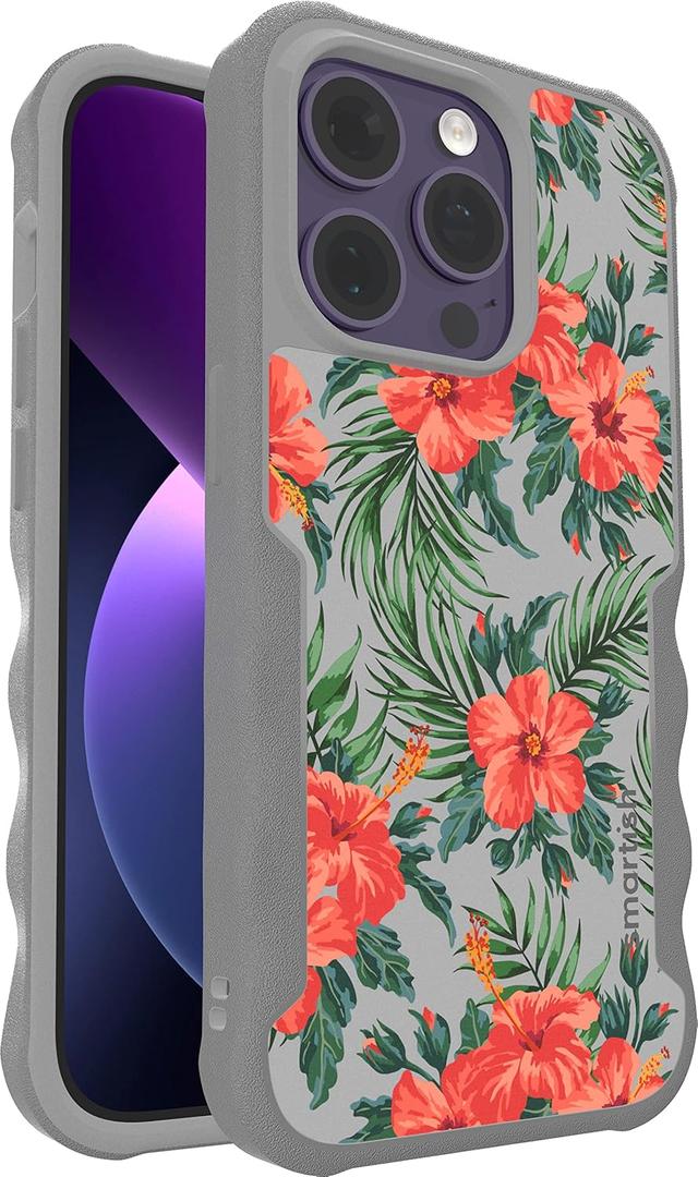 Smartish iPhone 14 Pro Protective Magnetic Case - Gripzilla Compatible with MagSafe [Rugged + Tough] Heavy Duty Grip Slim Cover w/Drop Tested Protection for Apple iPhone 14 Pro - Tropical Shirt