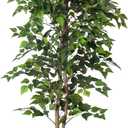 5Ft Artificial Birch Tree, Green Birch Tree for Indoor, Fake Potted Ficus Tree with Silk Leaves for Home Office Living Room Decor (7in)