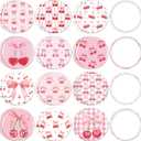 Weysat 24 Pcs Cherry Bow Compact Mirrors Bulk 2.7" Small Round Portable Pink Pocket Makeup Mirror for Girls Women Coquette Preppy Birthday Bridal Shower Weddings Party Favors Decorations