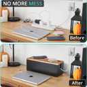 Bivvclaz Large Cable Management Box, Wooden Cord Organizer Box for Desk, Floor, Office to Hide Extension Cords Power Stripes Surge Protectors Chargers Wires, Black