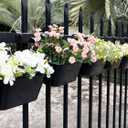 12" Balcony Railing Planters, Outdoor Hanging Planter for Fence, Stylish Metal Porch Deck Flower Pot for Herbs & Succulents (Black, Pack of 2)