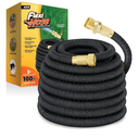 Flexi Hose Lightweight Expandable Garden Hose, 100FT -Retractable Garden Hose, Water Hose - No-Kink Flexibility, 3/4 Inch Solid Brass Fittings and Double Latex Core