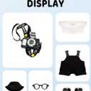 2 x Clothes for LABUBU 17cm Doll (NO Doll) 6-Piece Set, Hat + Overalls + Shirt + Camera + Glasses + Shoes, Outfit for LABUBU, Premium Dolls Accessories for LABUBU (Black)