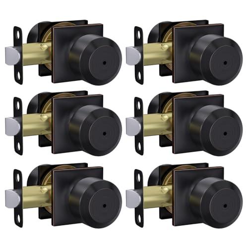 Haidms Oil Rubbed Bronze Door Knobs Interior, 6 Packs Privacy Door Knob Stainless Steel Door Knob for Bathroom, Bedroom, Door Lock Sets