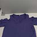 Amoretu Women's Short Sleeve Shirts Cold Shoulder Tops V Neck Blouse Tunic Shirts (Medium)