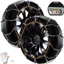 DEDC Tesla MODEL 3 Snow Chains, Snow Tire Chains, Auto Trac Tire Traction Wheel Chains 1 Min Quick Fit Easy Chainsaw Reusable Universal Emergency Traction Chain - Set of 2 MS1519