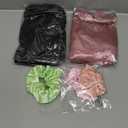 Silicherry 6 Pcs Satin Bonnet Set Include 2 Pcs Silk Bonnets for Sleeping and 3 Pcs Hair Scrunchies Satin Bonnet for Women Double Layer Hair Bonnets Silk Sleeping Cap Elastic Tie Band Cap(Dark)