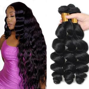 #1B Loose Wave Bundles Natural Black Human Hair Bundles 28 30 32 Inch Black Loose Wave Bundle Hair Extensions Brazilian Virgin Hair 50g/Bundle Total 150g