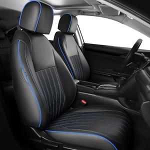 FEINEPRO Seat Covers for Honda Civic Hatchback LX Sport 2022 2023 2024 2025 2026. Faux Leather Car Seats Cover Full Set (Rear Row 40/60 Split & Folding Backrest)-BlackBlue