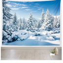 Loccor Winter Snow Forest Tapestry White Alps Mountain Winter Scene Tapestry 80" x 60" Snowy Woodland Landscape Taptries Wall Hanging for Bedroom Living Room Dorm Wall Art Home Decor
