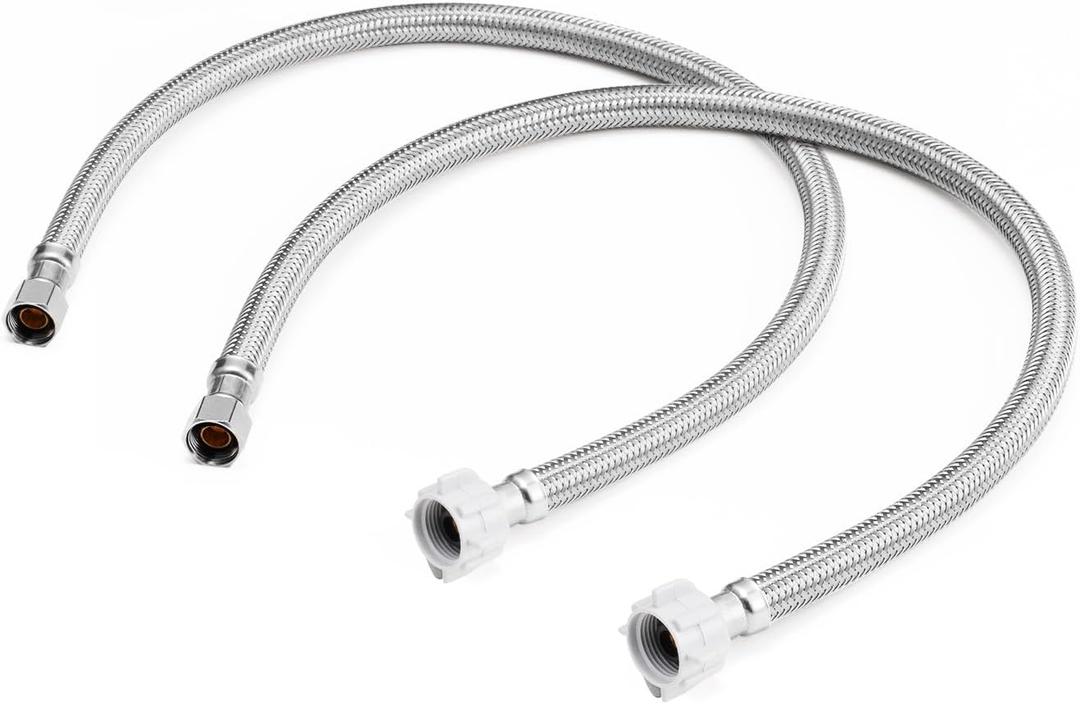 WMAXPFIT(2 Pack) 16 Inch Toilet Water Supply Line 3/8 Inch Female Comp. x 7/8 Inch Female Ballcock, Toilet Flexible Water Connector Hose, Stainless Steel Braided Water Supply Line (16 INCHES)