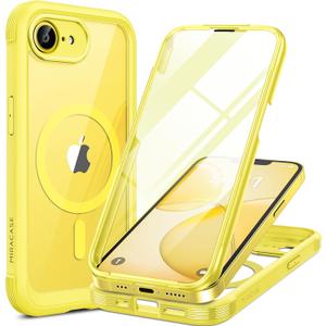 Miracase for iPhone 17e Case & iPhone 16e Case, Full-Body Phone with Built-in Glass Screen Protector, [Magnetic with MagSafe] Military Drop Proof 17 E/ 16 E Cover Bumper 6.1 inch, Yellow