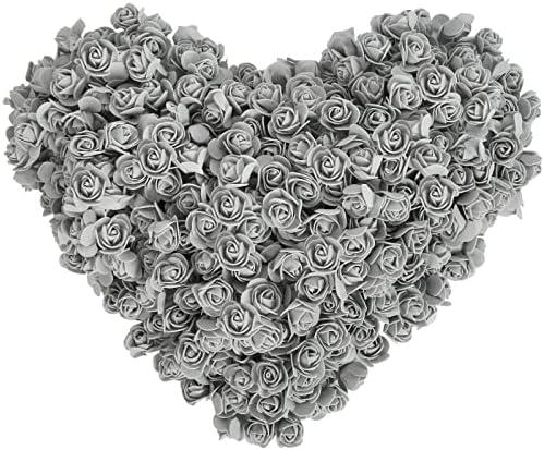 INSUNSIX Mini Foam Rose Heads 500PCS Artificial Flower Silver Foam Fake Flower Bulk for DIY Crafts Wedding Bouquets Baby Shower Centerpieces Floral Arrangements Party Tables Home Decorations(Silver)
