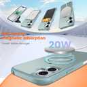 Magnetic Ring Stand Case for iPhone 17-120° rotatable Stand, Shockproof, Non-Slip, N52 Magnet, Matt Transparent Back, Easy to Clean, Military Standard Drop Protection (Lake Blue)