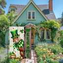 3 x Spring St Patricks Day Garden Flag 12x18inch Double Sided Burlap The Squirrel Lucky Shamrock Garden Flags Happy St. Patrick's Day For Outdoor Yard Patio Lawn Decor,Green Hat with Clovers Gold Coin Pot Welcome Outside Decorations Banner (RMQ88)