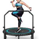 BCAN BT2 450/550LBS Mini Rebounder Trampoline for Adults with Bar, Fitness Trampoline with Bungees, Adjustable Handle, Stable & Quiet, Indoor Outdoor, Whole-Body Workout & Relaxation at Home-40IN/48IN