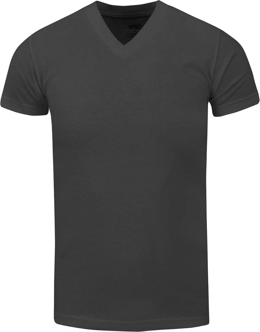 Men's Heavyweight Cotton T Shirt Basic 6.2 Ounce Short Sleeve V Neck Plain Tee Top Tshirts Regular Big and Tall Size (S)