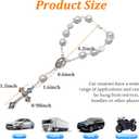 4 x Ziciner 1 PCS Car Rosary for Rearview Mirror, Personalized Blessing Rear View Mirror Hanging Decors, Auto Rearview Mirror Rosary Pendant, Car Interior Hanging Accessories (White)