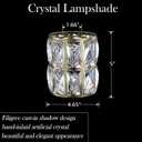 2 Pack Crystal Shade Replacement,Ceiling Fan Light Drum Lampshades Champagne Finish for Chandelier Vanity Lights Wall Sconces Pendant Light,1.66" Fitter Size 5" high*4.6" Diameter