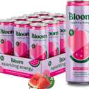 Bloom Nutrition Sparkling Energy Drink - Natural Caffeine, Zero Sugar, 180mg Caffeine - Antioxidant-Rich with Green Coffee Bean, Green Tea Extract, Prebiotics - Strawberry Watermelon - 12oz 12 Pack (EXP 05/31/27)