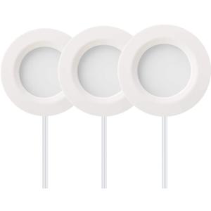 GETINLIGHT 2.75" Under Cabinet LED Puck Lights Kit, Plug-in 12V Set with in-Line Dimmer, 3000K Warm White, Recessed or Surface Mount, ETL Listed, 3-Pack, IN-0102-3-WH