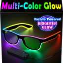 YouRfocus LED Light Up Glasses Multi-Color Glow in the Dark Neon Rave Glasses, Wired with Battery Power, Party EDM Festival Halloween Concert Accessories (Multicolor)