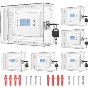 6 PCS Thermostat Lock Box with Key, Large Thermostat Cover with Lock for Thermostat on Wall, AC Control Lock Box Cover with Key, Air Conditioner Lockbox Fits Thermostats 4" H x 6" W or Smaller