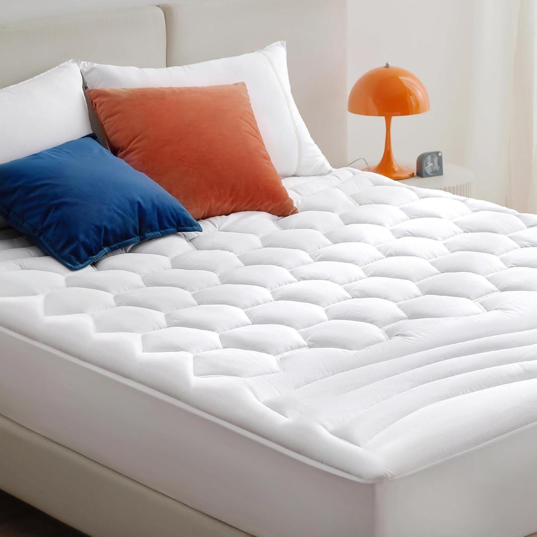 Bedsure Queen Mattress Pad - Quilted Fitted Mattress Topper Protector with 8-21 Inches Deep Pocket, Noiseless Breathable Bed Cover Padded, Machine Washable, White, 60x80 Inches Bedsure Queen Mattress Pad - Quilted Fitted Mattress Topper Protector with 8-21 Inches Deep Pocket, Noiseless Breathable Bed Cover Padded, Machine Washable, White, 60x80 Inches