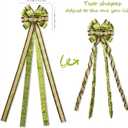 Christmas Tree Topper Bow53 x 13 Inches Velvet Large Christmas Bow Decor with Long Glittering Streamer LineXmas Decorations for Tree Wreath Door Festival Home(Olive Green & Gold Line)