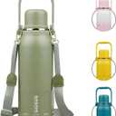 BJPKPK Insulated 50oz Thermos Water Bottle with Lid and Carry Handle Insulated Stainless Steel Water Bottles for Outdoor Sports, Army Green