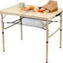 Folding Table 3FT Camping Table 2 Adjustable Height Lightweight Portable Aluminum Mini Foldable for Picnic Beach Indoor Outdoor, Yellow (High-grade Yellow), Size: 35.7" x 23.7"(2 height)