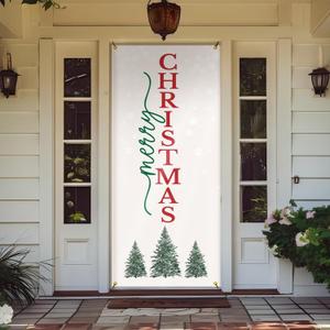 Likjad Merry Christmas Tree Door Cover Decorations, Farmhouse Christmas Tree Xmas Door Covers Banners Photography Background Backdrop for Front Door Porch Home Indoor Outdoor Decoration, 35 * 79 Inch