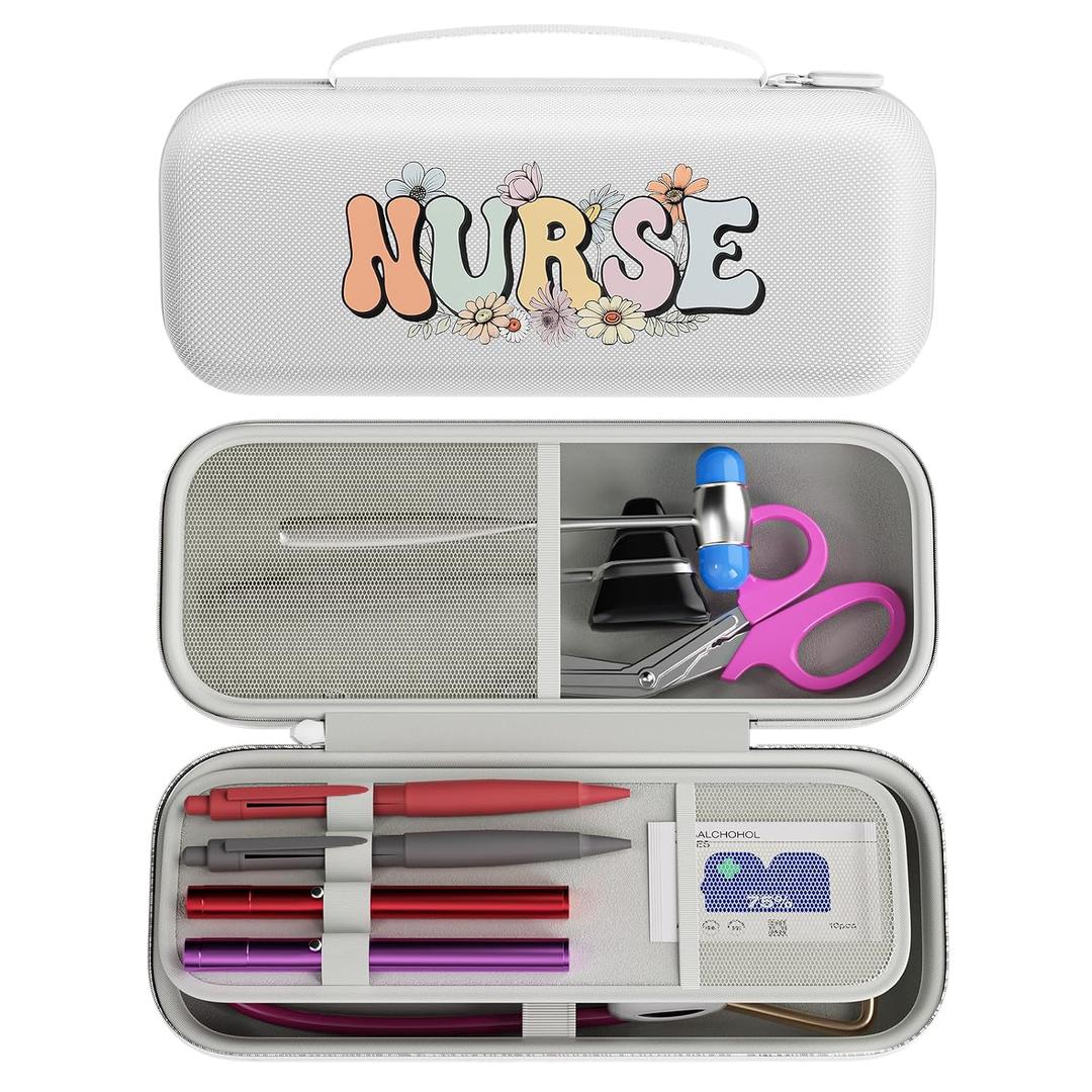 Stethoscope Case for 3M Littmann Classic III, Cardiology IV, MDF, EKO - Nurse Gifts for Women, Nursing Student Gifts, Cute Hard Shell Nurse Bag, Nurse Accessories for Work (White)