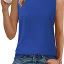 Bosmeer Womens Tops Crewneck Waffle Knit Flowy Loose Fit Tank Top Sleeveless Summer Shirts (M)