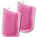 Cat Self Groomer  Wall Corner Grooming Brushes for Cats and Small Pets  Soft Silicone Massage Brush for Shedding Control and Face Rubbing (Pink)