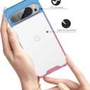 Compatible with Google Pixel 10 Pro XL Case, Clear Cute Gradient Slim Phone Cover Reinforced TPU Bumper Hard PC Back Shockproof Protective Case 6.8 inch 2025 (Blue Pink)