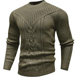 SAVKOOV Men's Pullover Long Sleeve Crewneck Knitted Sweater (M)