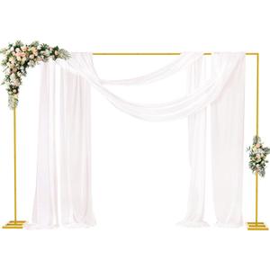 Fomcet 6.6FT x 10FT Backdrop Stand Heavy Duty with Base Gold Pipe and Drape Square Backdrop Stand Adjustable Portable Metal Arch Frame for Wedding Baby Shower Birthday Parties Banquet Decorations