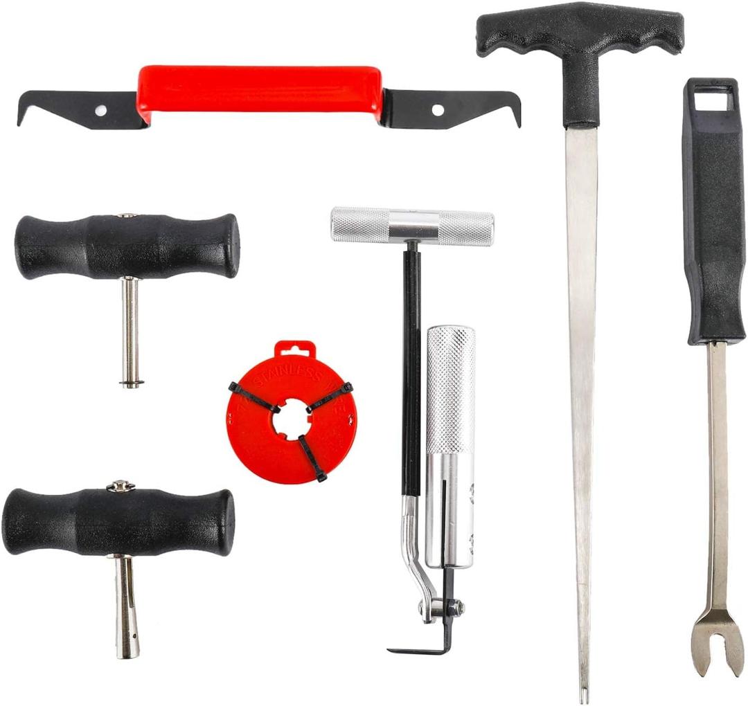 7pc Classic Vintage Car Windscreen Removal Tool Set Windshield Remover Trim and Upholstery Adhesive Puller Set